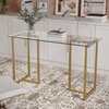 Martha Stewart Eli Home Office Glass Top Desk w/Polished Brass Metal Frame XU-DK-1-GLD-MS